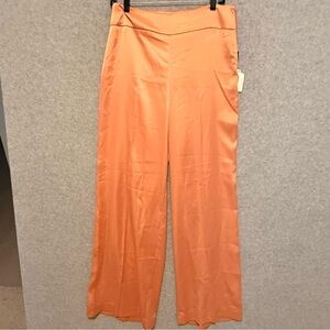 Women's Wide-Leg Satin Pants in Peach